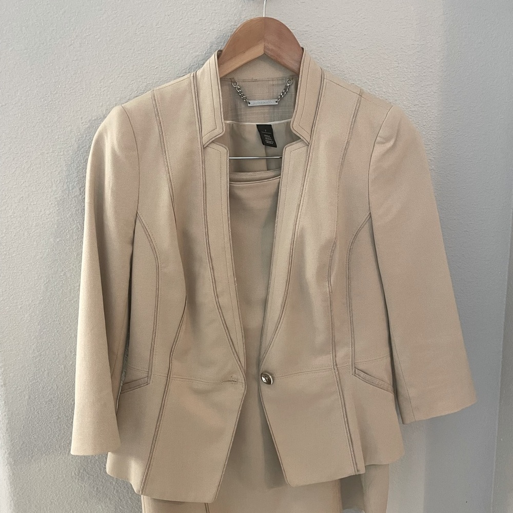 White House Black Market two-piece suit, beige